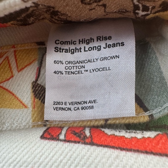 Reformation Comic High Rise Straight Jeans Pop Art Print Sz 26 Organic Cotton - Picture 13 of 17